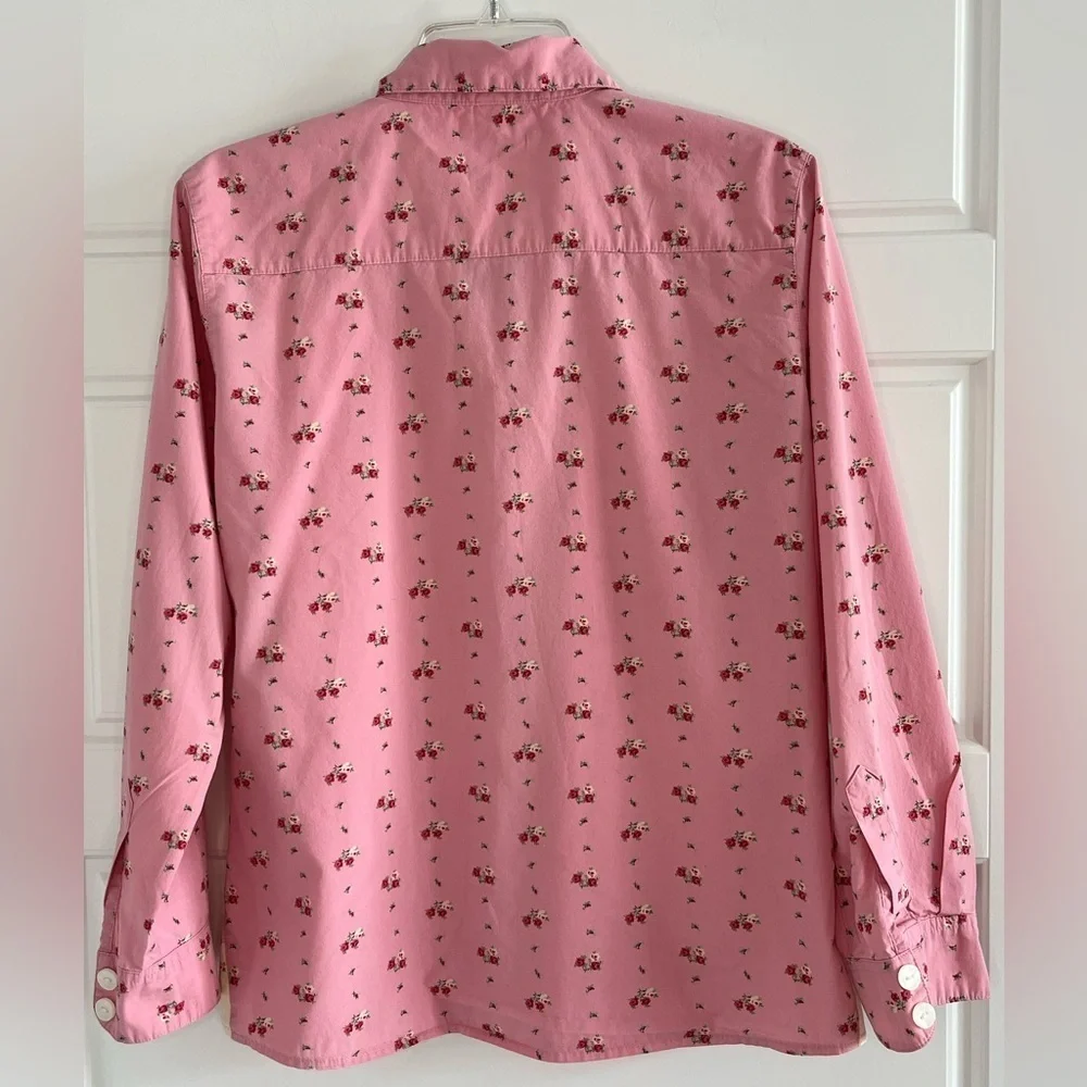 Gap Y2K Pink Floral Button Up Womens Pajama Top Size M Cottagecore Grannycore